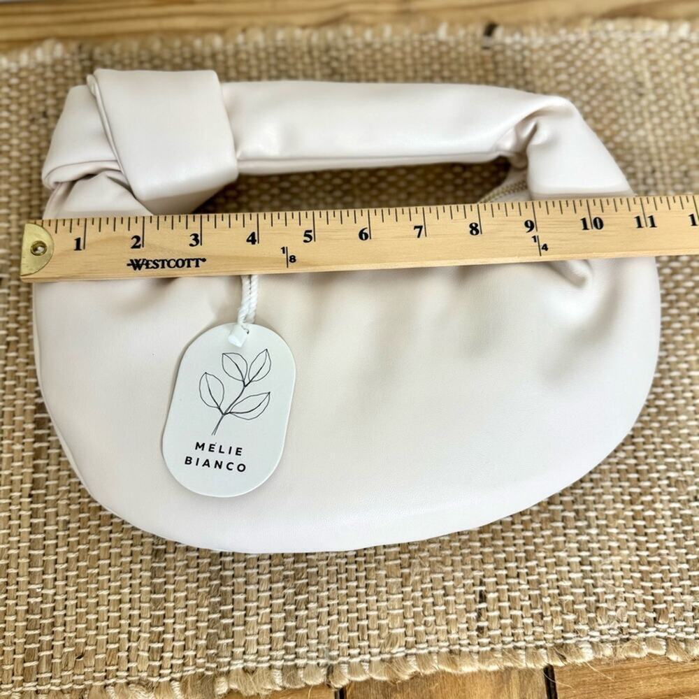 NWT Melie Bianco Alexandra Vegan Leather Cream Top Handle Bag Clutch Purse - Picture 8 of 10